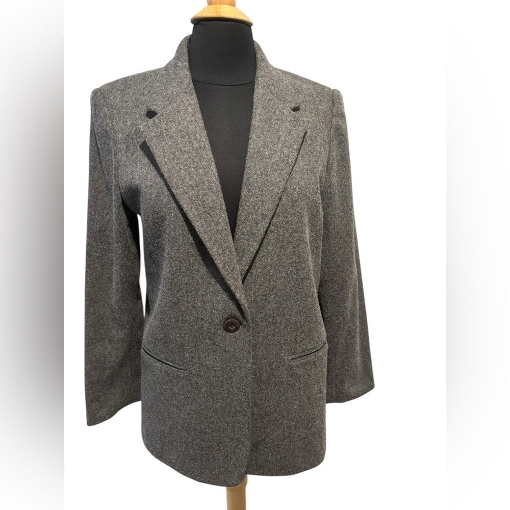 Sag Harbor Women's Gray Professional Wool Blend Blazer-size 8